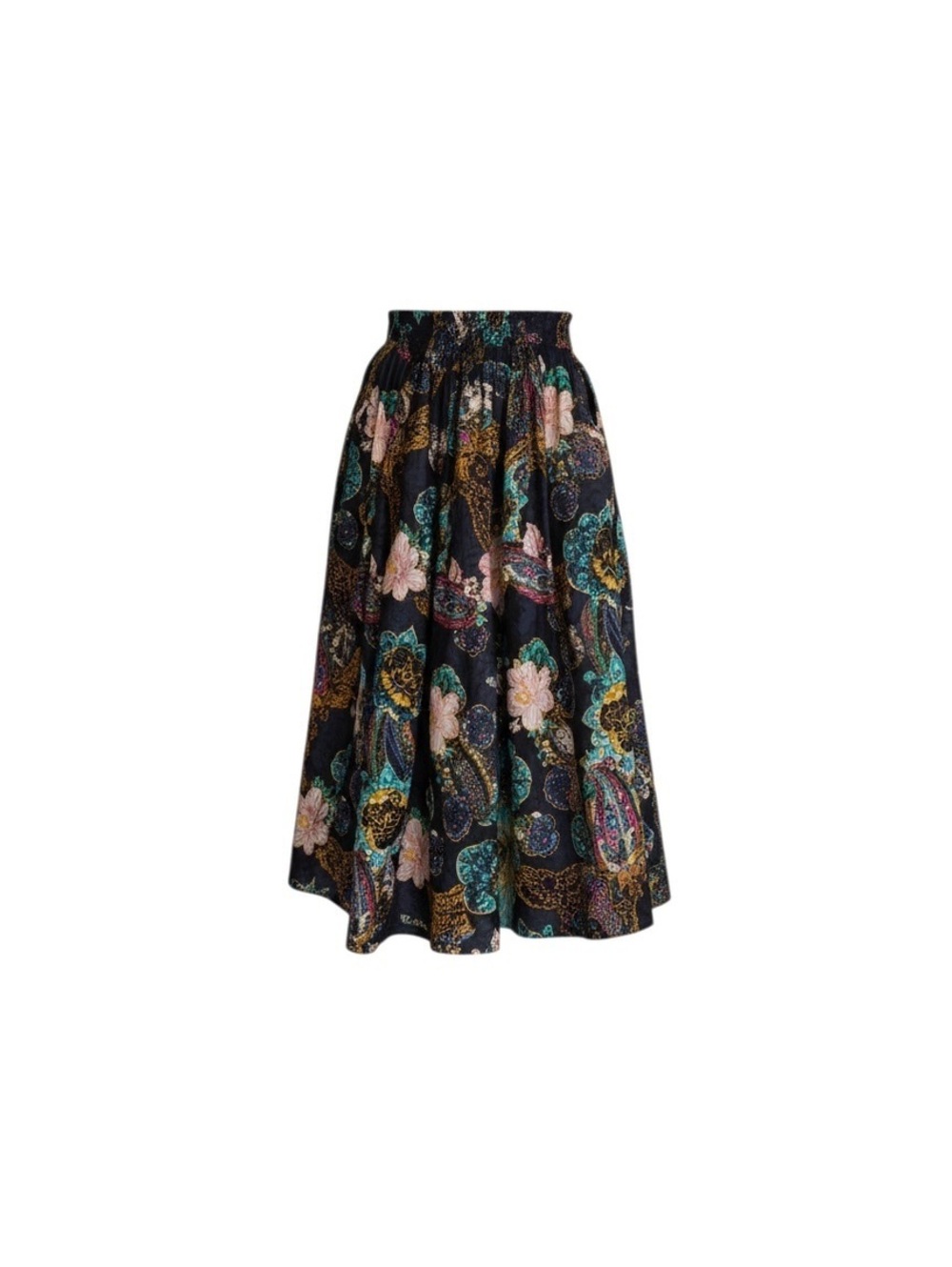 Vintage Diane Freis Silk Floral Paisley Maxi Skirt